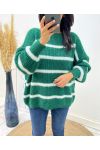 MAXI PULLOVER DOUX RAYE AH191 VERT EMERAUDE