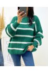 MAXI SOFT STRIPED SWEATER AH191 EMERALD GREEN