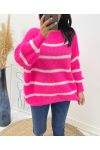 MAXI PULLOVER DOUX RAYE AH191 FUSHIA