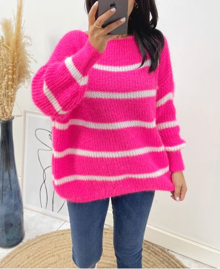 MAXI PULLOVER DOUX RAYE AH191 FUSHIA