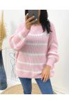 MAXI SOFT STRIPED SWEATER AW191 PINK