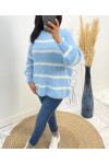 MAXI SOFT STRIPED SWEATER AW191 SKY BLUE