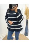 MAXI SOFT STRIPED SWEATER AH191 BLACK