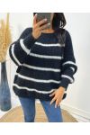 MAXI SOFT STRIPED SWEATER AH191 BLACK