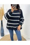 MAXI SOFT STRIPED SWEATER AH191 BLACK