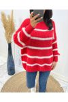 MAXI PULLOVER DOUX RAYE AH191 ROUGE