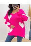 HEART SWEATER AH397 FUCHSIA