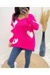 MAGLIONE CUORE AH397 FUCSIA