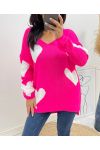 HEART SWEATER AH397 FUCHSIA