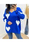 PULLOVER COEUR AH397 BLEU ROYAL