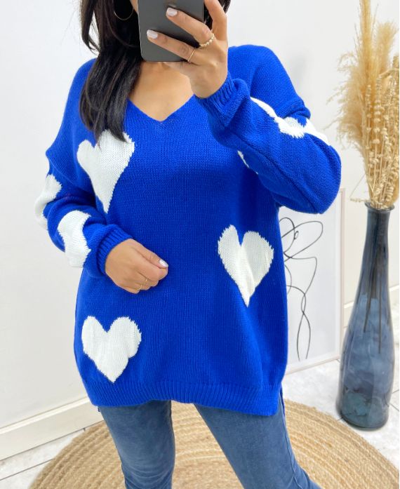 MAGLIONE CUORE AW397 BLU ROYAL