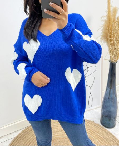 MAGLIONE CUORE AW397 BLU ROYAL