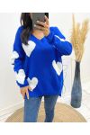 PULLOVER COEUR AH397 BLEU ROYAL