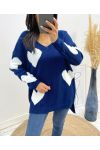 MAGLIONE CUORE AW397 BLU NAVY