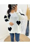 PULLOVER COEUR AH397 BLANC