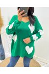 PULLOVER COEUR AH397 VERT