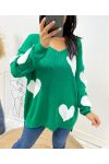 PULLOVER COEUR AH397 VERT