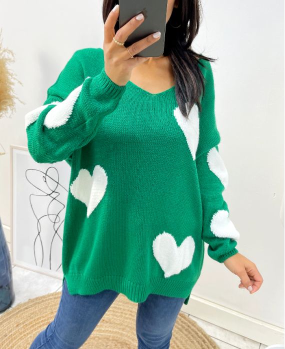 GREEN HEART SWEATER AW397