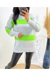 STRIPED SWEATER AH418 GREY-GREEN LEMON