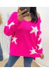 SWETER W GWIAZDKI AH405 FUSHIA