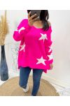 SWETER W GWIAZDKI AH405 FUSHIA