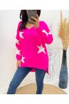 SWETER W GWIAZDKI AH405 FUSHIA