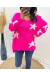 SWETER W GWIAZDKI AH405 FUSHIA