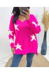 SWETER W GWIAZDKI AH405 FUSHIA