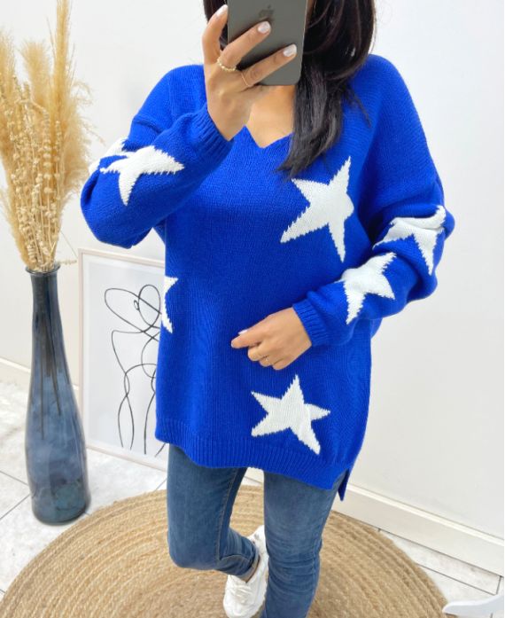 MAGLIONE A STELLA "COMFY" AH405 BLU ROYAL