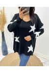 JUMPER "COMFY" STAR AW405 BLACK/WHITE