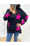 JUMPER "COMFY" STAR AW405 BLACK/FUCHSIA