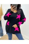 JUMPER "COMFY" STAR AW405 BLACK/FUCHSIA