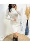 CABLE KNIT DRESS AW549 BEIGE