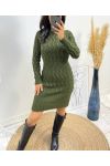 AW549 KHAKI CABLE KNIT DRESS