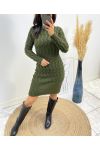 AW549 KHAKI CABLE KNIT DRESS