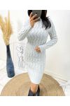 CABLE KNIT DRESS AW549 GREY