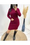 AW549 BURGUNDY CABLE KNIT DRESS