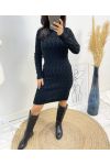 BLACK AW549 CABLE KNIT DRESS