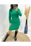 CABLE KNIT DRESS AW549 EMERALD GREEN