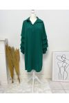 COLLECTION CURVY ROBE A MANCHES BOUFFANTES AH562 VERT EMERAUDE