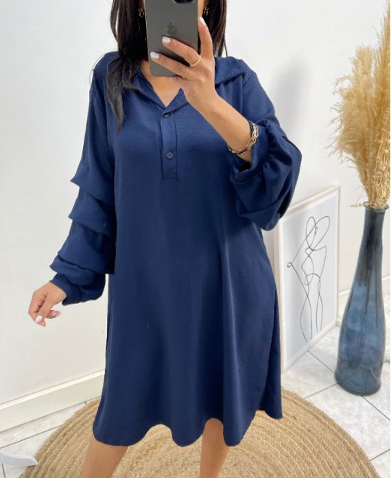 CURVY COLLECTION PUFF SLEEVE DRESS AW562 MARINEBLAUW