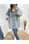 LOVE BI-MATERIAL HOODED JACKET AW578 GREY