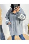 LOVE BI-MATERIAL HOODED JACKET AW578 GREY