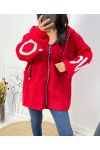 BI-MATERIAL HOODED JACKET LOVE AW578 RED