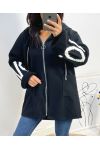 BI-MATERIAL HOODED JACKET LOVE AH578 BLACK