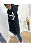 BI-MATERIAL HOODED JACKET LOVE AH578 BLACK