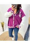 COLLEGE SPIRIT CARDIGAN "LA" AW585 PLUM