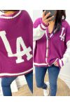 COLLEGE SPIRIT STRICKJACKE "LA" AW585 PLUM