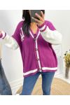 COLLEGE SPIRIT CARDIGAN "LA" AW585 PLUM