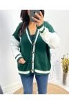 CARDIGAN COLLEGE SPIRIT "LA" VERDE SMERALDO AW585